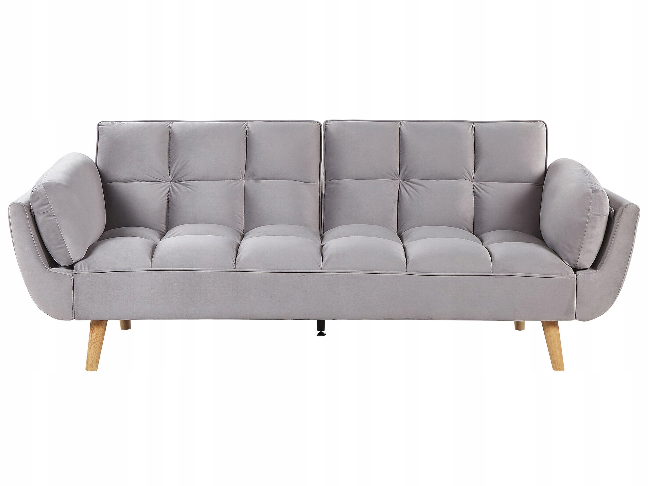 Sofa rozkładana welurowa kanapa szara